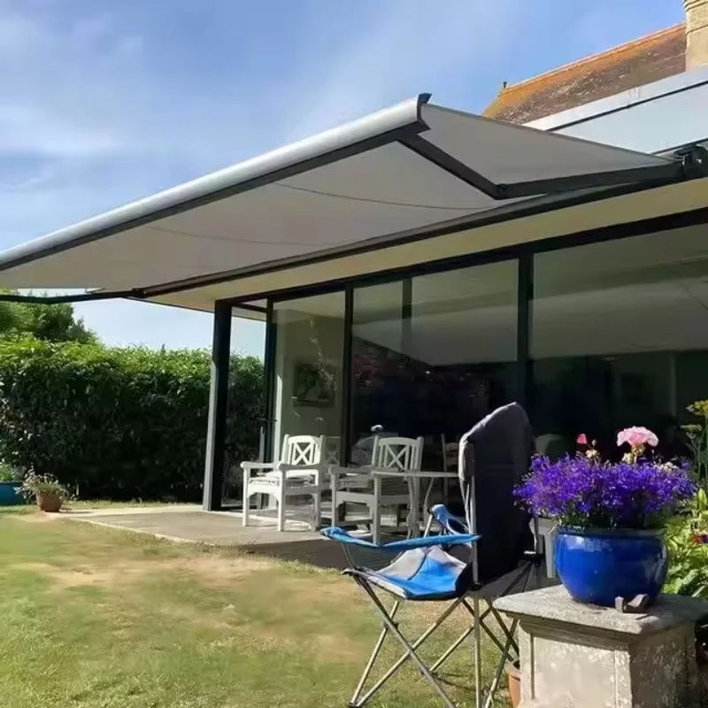 Acrylic Remote Control Electric Full Cassette Awning Outdoor Motorized Retractable Canopy Awnings Shade