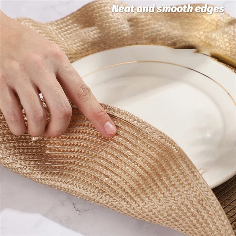 مفرش طاولة مستدير A59E-Wave، حصيرة مستديرة مضادة للحرق، مفرش طاولة طعام عازل على الطراز الغربي، مفرش طاولة المطبخ