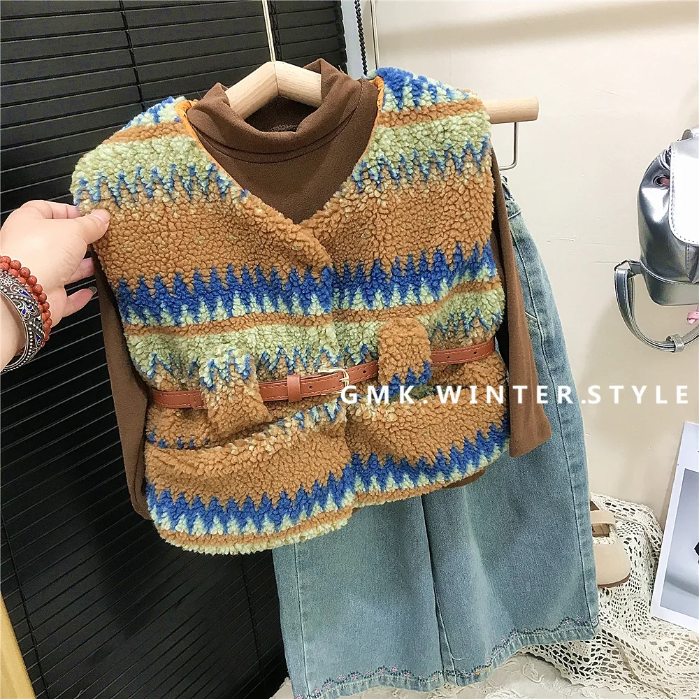

Girls Vest Coat Children 2024 New Autumn Winter Fashion Simple Casual Style All-match Vest European Fashion Style Coat Top