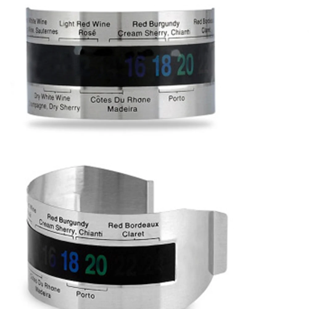 

2pcs Thermometer Bracelet Compact Stainless Steel Bottle Temperature Gauge Easy Read Screen Eco Friendly