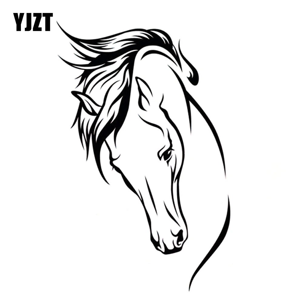 YJZT 10.4cm*17cm Animal Horse Head Car Accessories Vinyl Car Stickers Black/Silver S6-2724