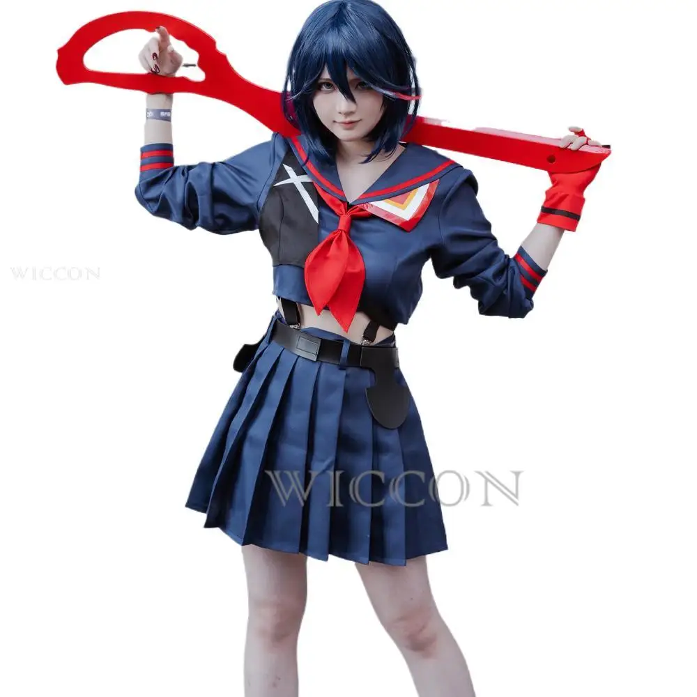 

KILL La KILL Matoi Ryuuko Cosplay Costumes Japanese Anime Party Halloween Costume for Women Girls Tops Skirt Suits Wig