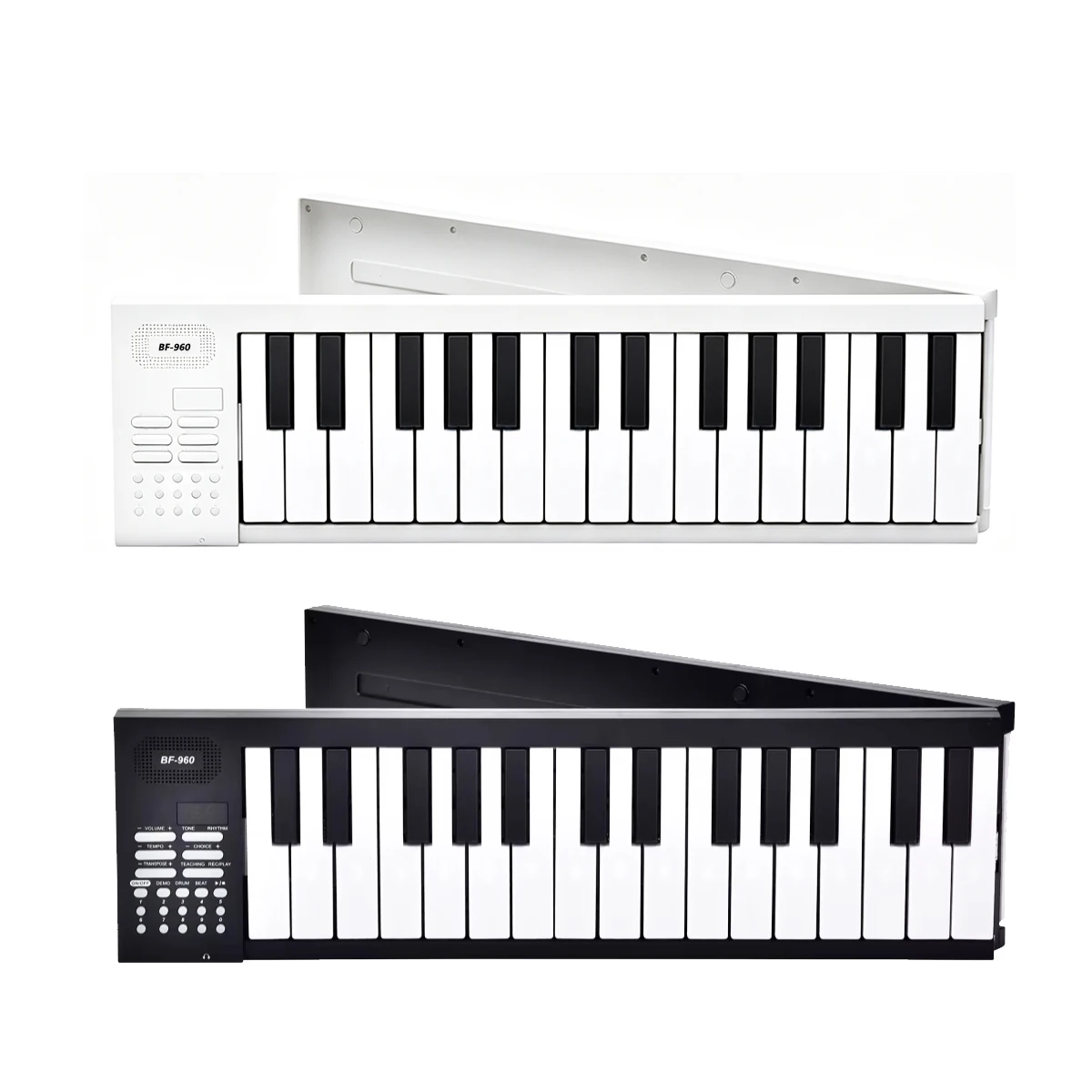 piano-clavier-pliable-miwayer-–-61-touches-de-taille-standard-25-chansons-de-demonstration-modes-d'apprentissage-rechargeable-blanc-noir