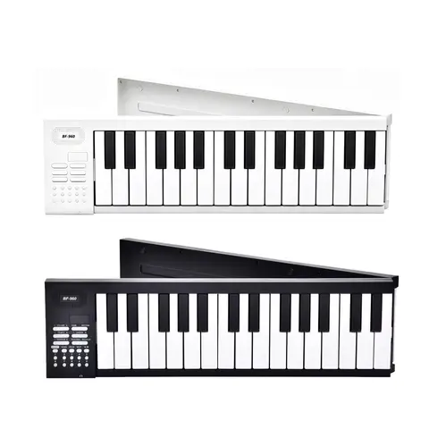 Miwayer Foldable Keyboard Piano – 61 Full-Size Keys, 25 Demo Songs, Teaching Modes, Rechargeable, White/Black