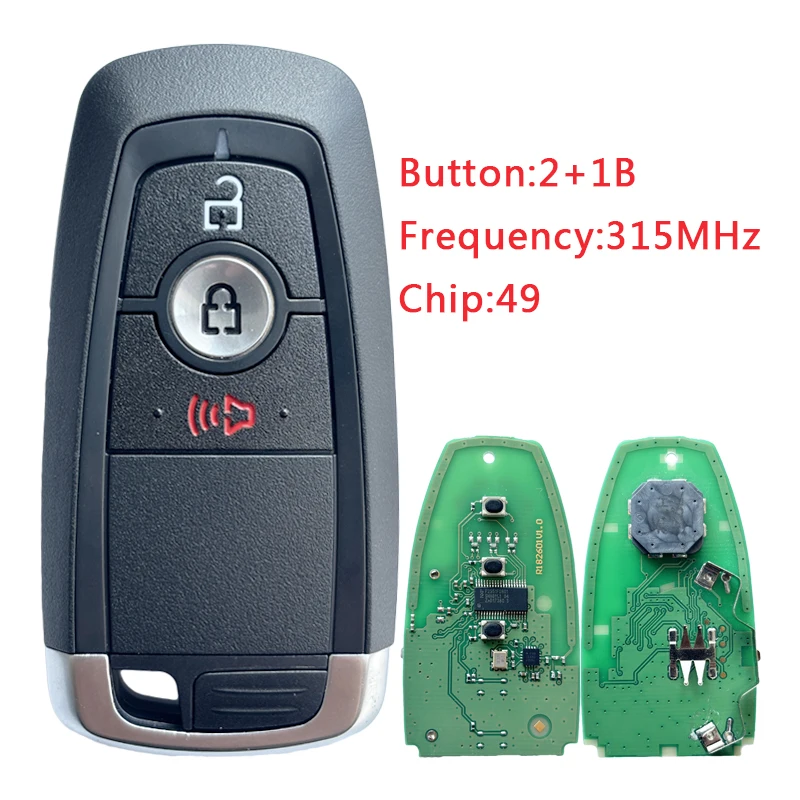 

TX018081 для Ford Smart Remote Key 2 + 1 кнопка 315 МГц FCCID M3N-A2C93142300 Номер детали 164-R8163