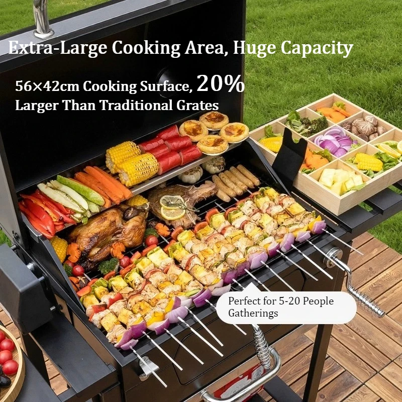 Patio BBQ Grill Outdoor Barbecue Grill American Smoker Grill for Home Garden Backyard Cooking