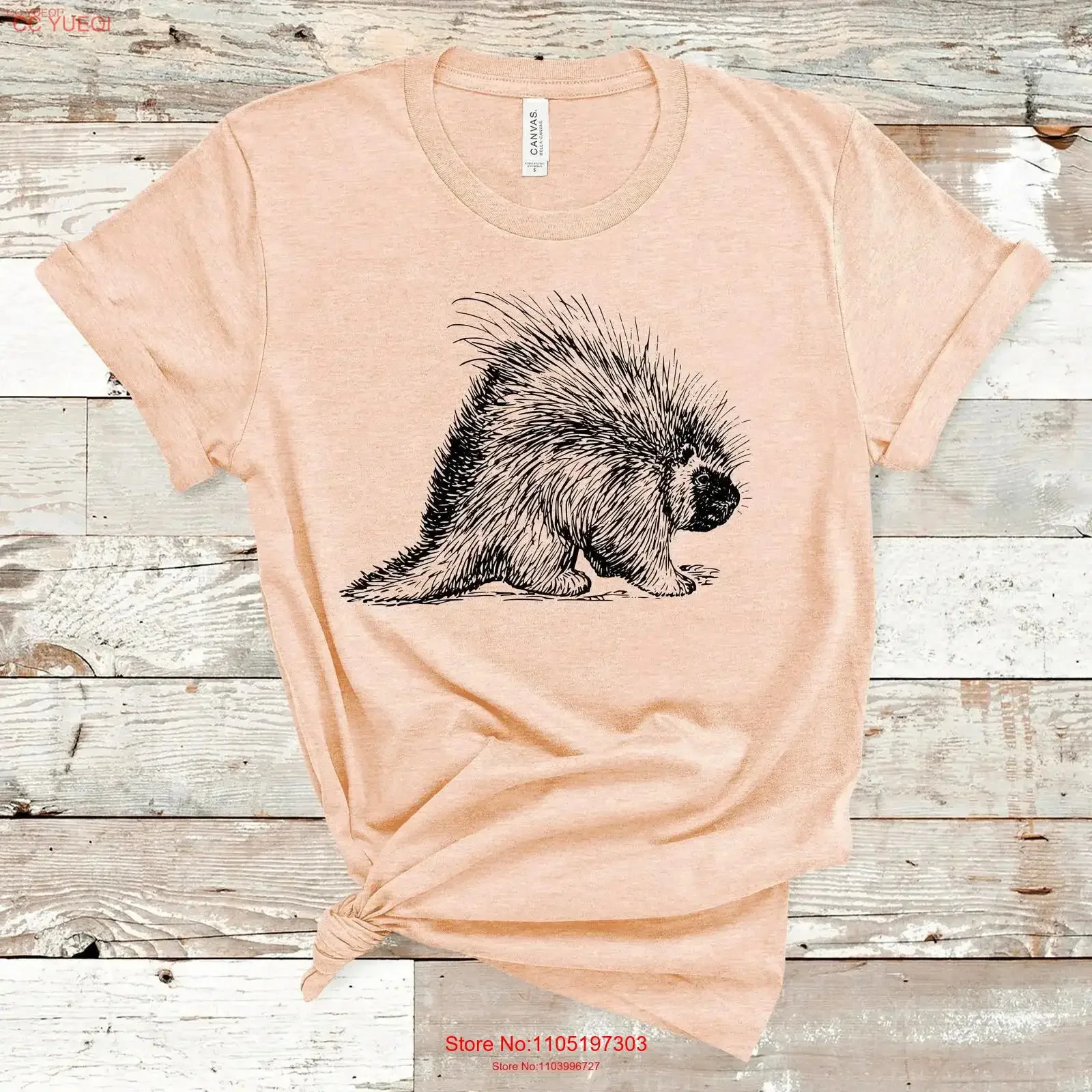 

Футболка Porcupine с забавными животными, крутая, милая, винтажная, в стиле ретро, для любителей кемпинга, винтажный стираный топ для повседневной носки, уличная одежда, мягкая