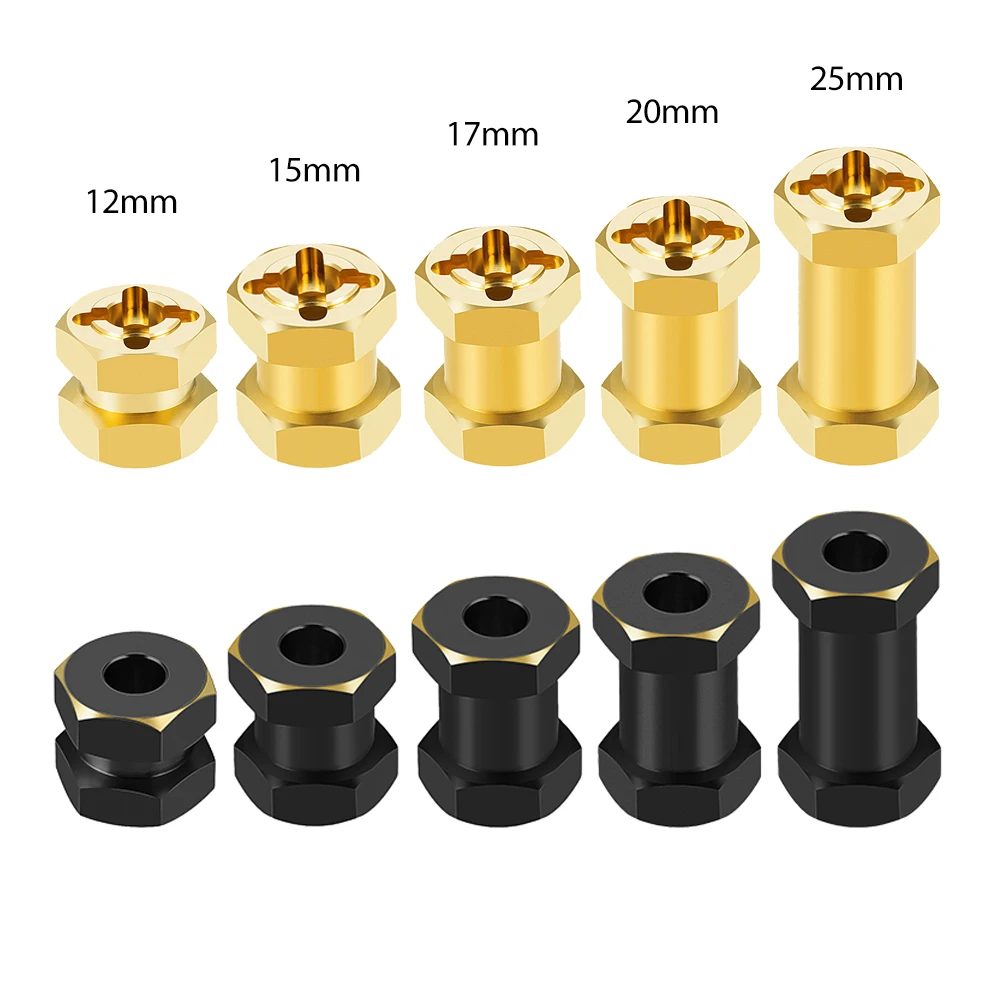 YEAHRUN Heavy Black Coating Brass Wheel Hubs Extended Adapters 12/15/17/20/25mm for Axial SCX10 II 90046 D90 1/10 RC Crawler Car