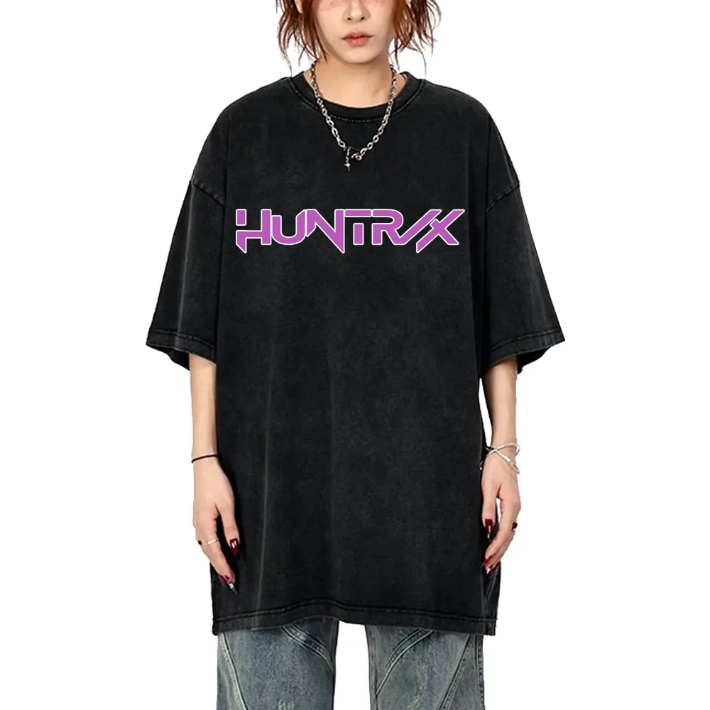 

Movie KPop Demon Hunters Washed Vintage T-shirt Kawaii Rumi Mira Zoey Derpy Tiger Graphic T Shirts Men Women Casual Cotton Tees