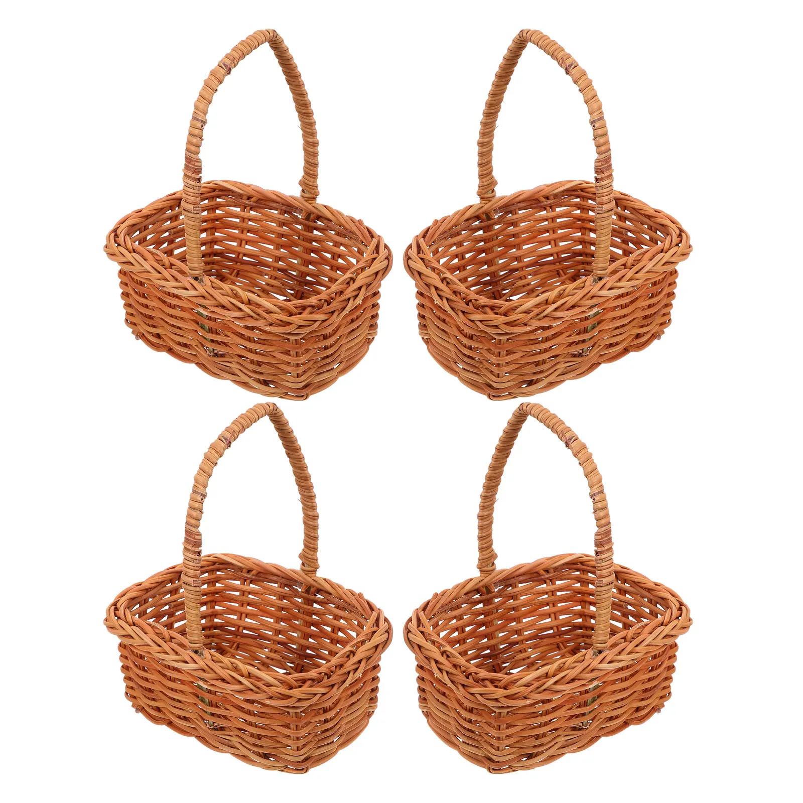 

4Pcs Small Woven Rattan Baskets - 4.13x3.54x2.36in Mini Handle Design - Stylish Craft Party Favors - Picnic Wedding