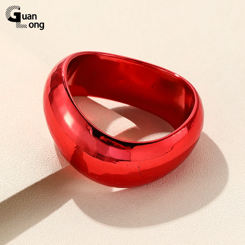 GuanLong Vintage Irregular Wide Bangle for Women Exaggerated Big Resin Thick Bracelet Bangle Female Girls Trend Indian Jewelry