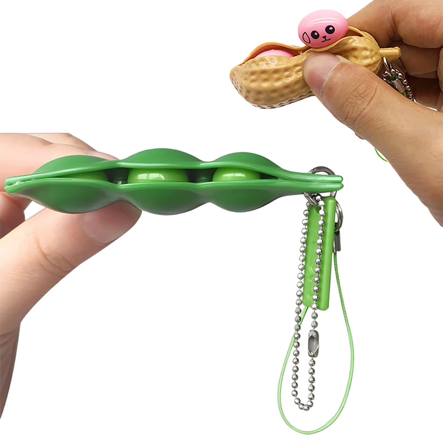 스트레스 해소 땅콩 열쇠고리, 완두콩 꼬투리, 스트레스 해소 릴리스, 에다마메 짜기, 무제한 에다마메 장난감