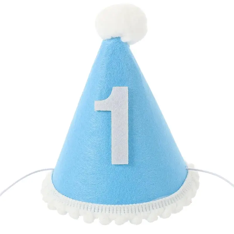 

Birthday Party Hat Blue Fabric Birthday Headwear Baby First Birthday Decor Hat Prop 1st Years Kid Baby Shower Hat Headband Decor