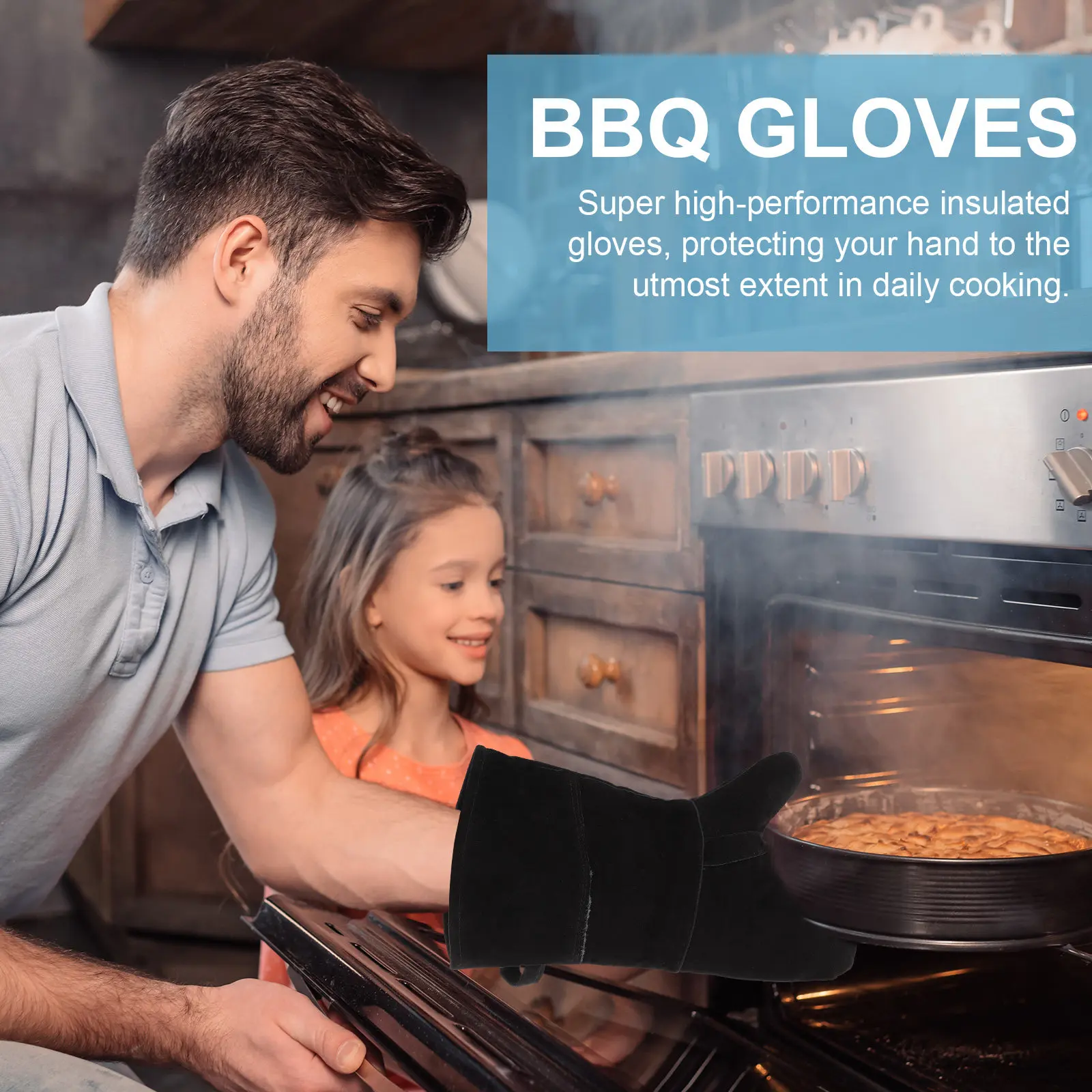 

Premium Heat Fire Resistant Welding Gloves Cowhide Split with Cotton Lining for Bbq Grill Fireplace Oven Stove Baking