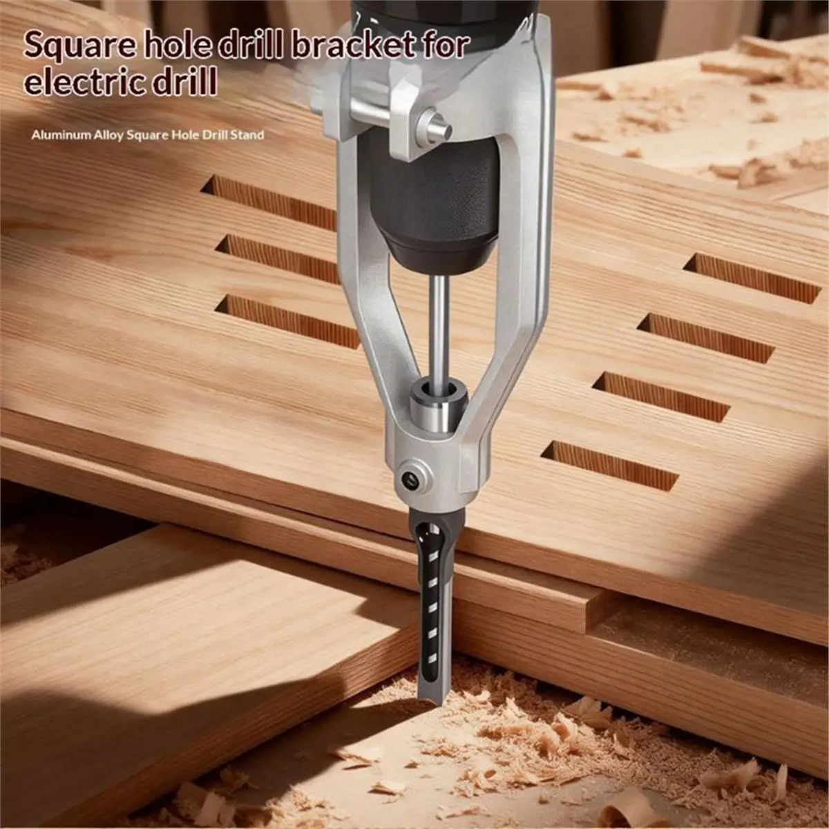 Square Hole Mortising Drill Bit Chisel Adapter Woodworking Square Hole Drill Bit Adapter with 54mm Maximums Grip Ranges