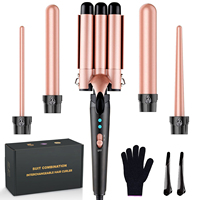 5 in 1 Hair Waver Curling Iron,3 Barrel Hair Crimper with Fast Heating Up, 0.4-1.25 Inch Crimper Wand Curler for All Hair Types