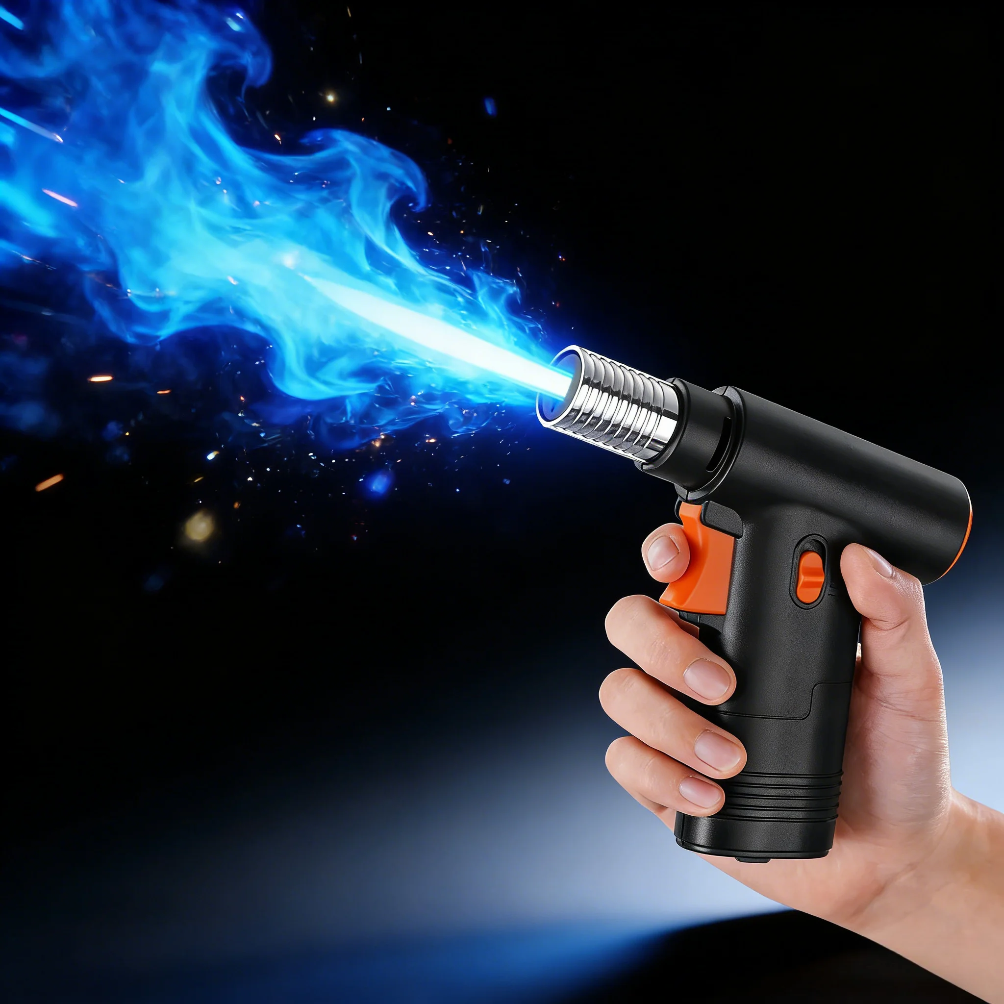 1300° Powerful Windproof Spray Gun Refillable Lighter Butane Gas Turbine Blue Jet Flame Torch Lighter Kitchen Gas Stove Welding