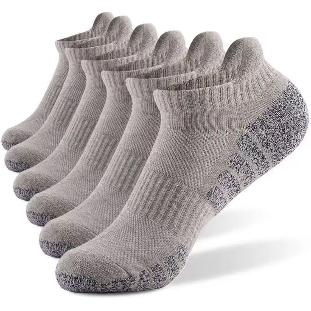 6pcs New Polyester Cotton Basketball Sock Towel Bottom White Dark Gray Athletic Sock Ankle Sock Basketball