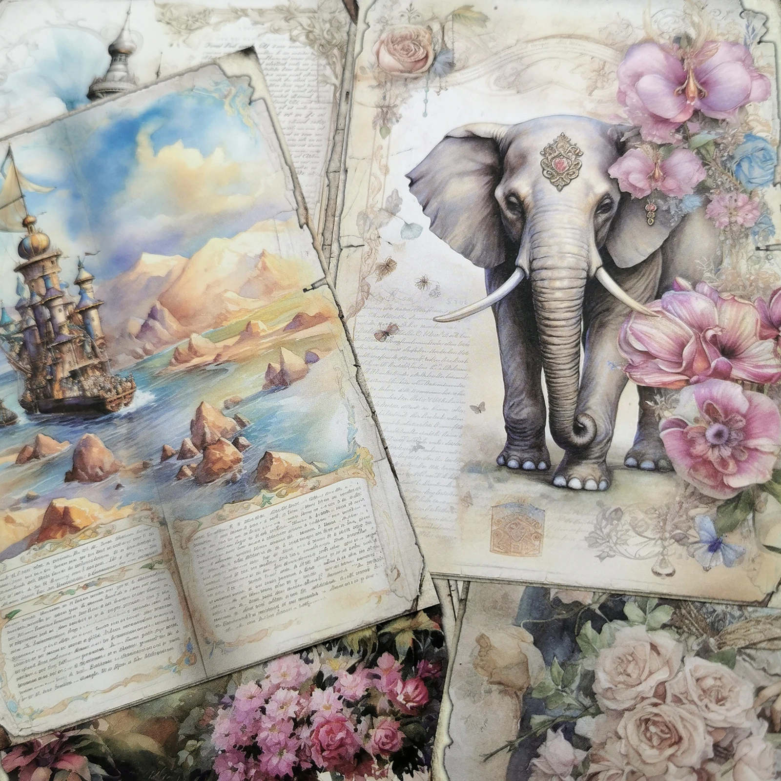 Viguscraft 8Sheets A5 Size Talented Scholars And Beautiful Women Dream Of Palaces On The Ocean Junk Diary Magazine Scrapbooking