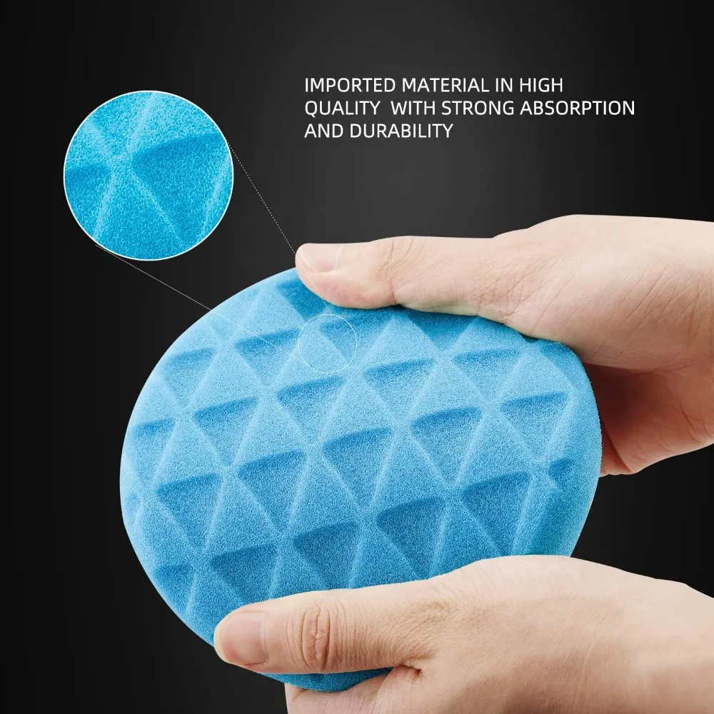 7-Inch Car Polishing Pads Kit with 5 Roughness Options, Washable Buffing Sponges for Waxing and Cleaning
