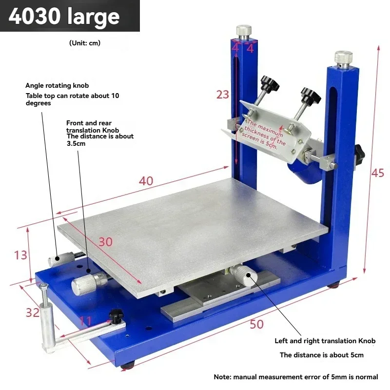 New New 30X40cm High Precision Manual Silk Printing Table Handprint Table Screen Printing Machine Screen Printer