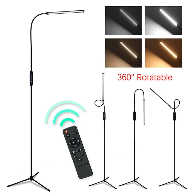 Remote Control Led Floor Lamp For Eyelash Extensions Craft Task Lamps Floor Standing Gooseneck Dimmer Beauty Lashes Facial Spa