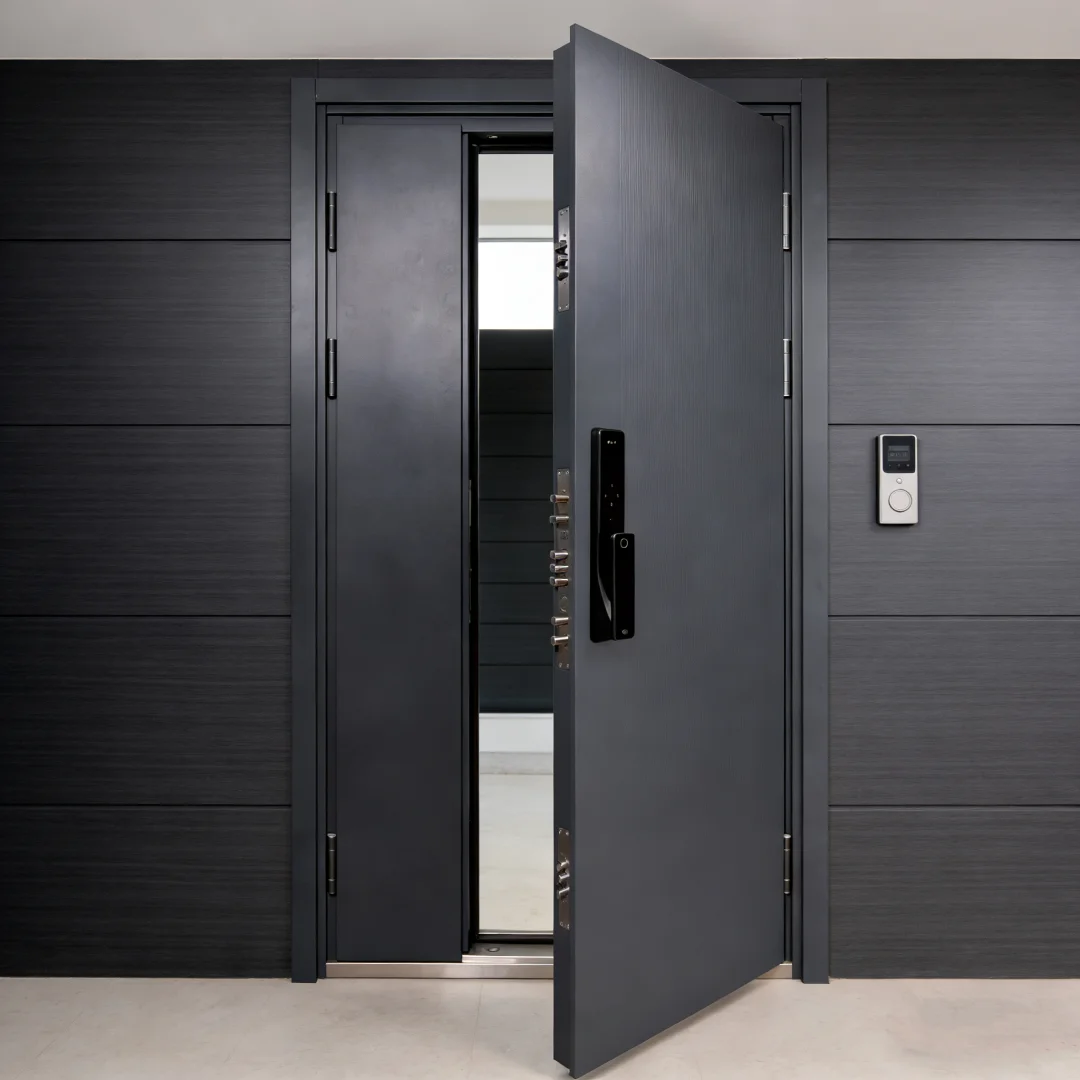 High Quality Apartment Hinged Door Grit Finish Aluminum Alloy Entrance Door Long Lasting and Durable Heavy Duty Residential Door