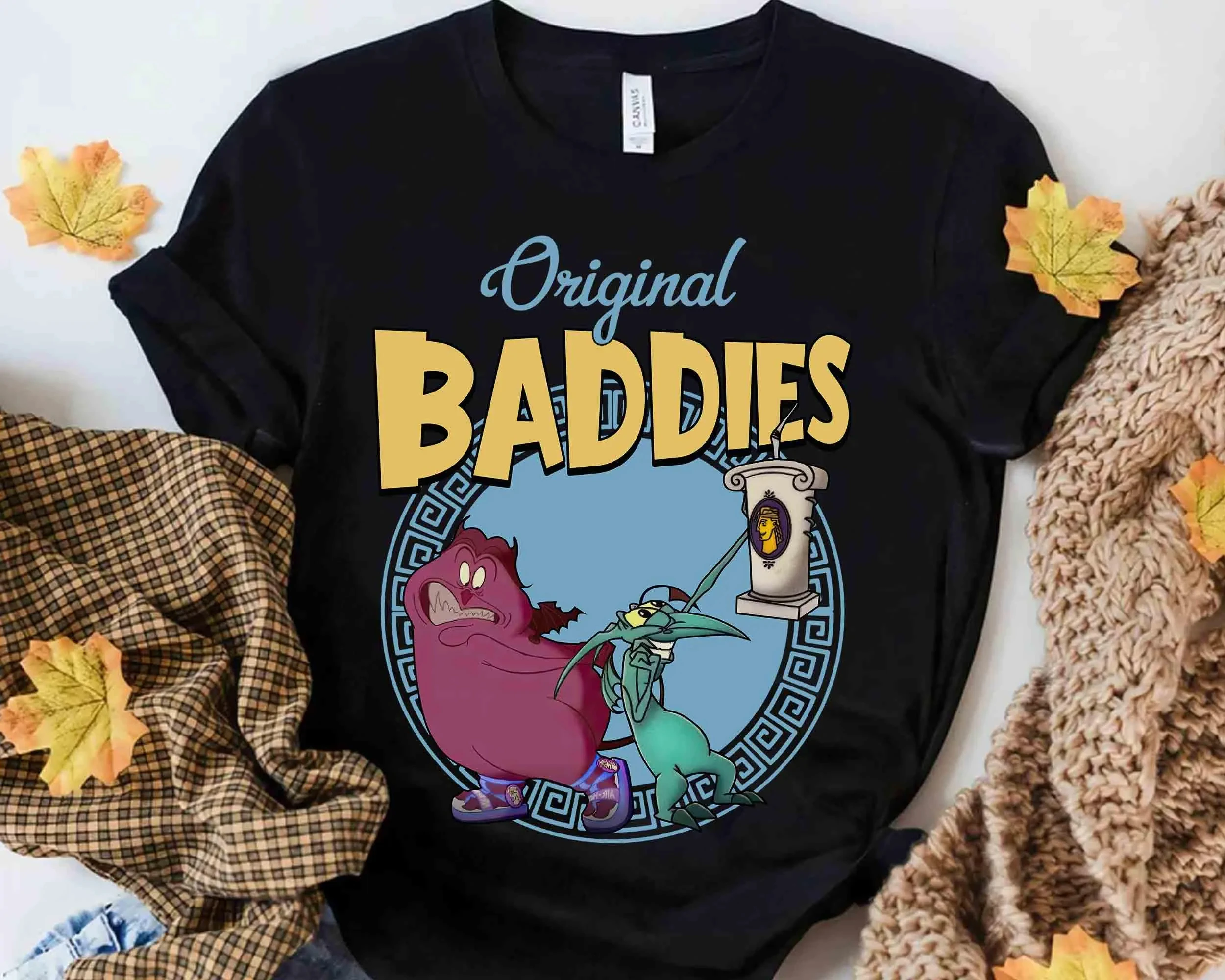 

Vintage Pain Panic Original Villain T-shirt Disney Villain Hercules Character T-shirt Cotton Women All-season Base Layer Shirt