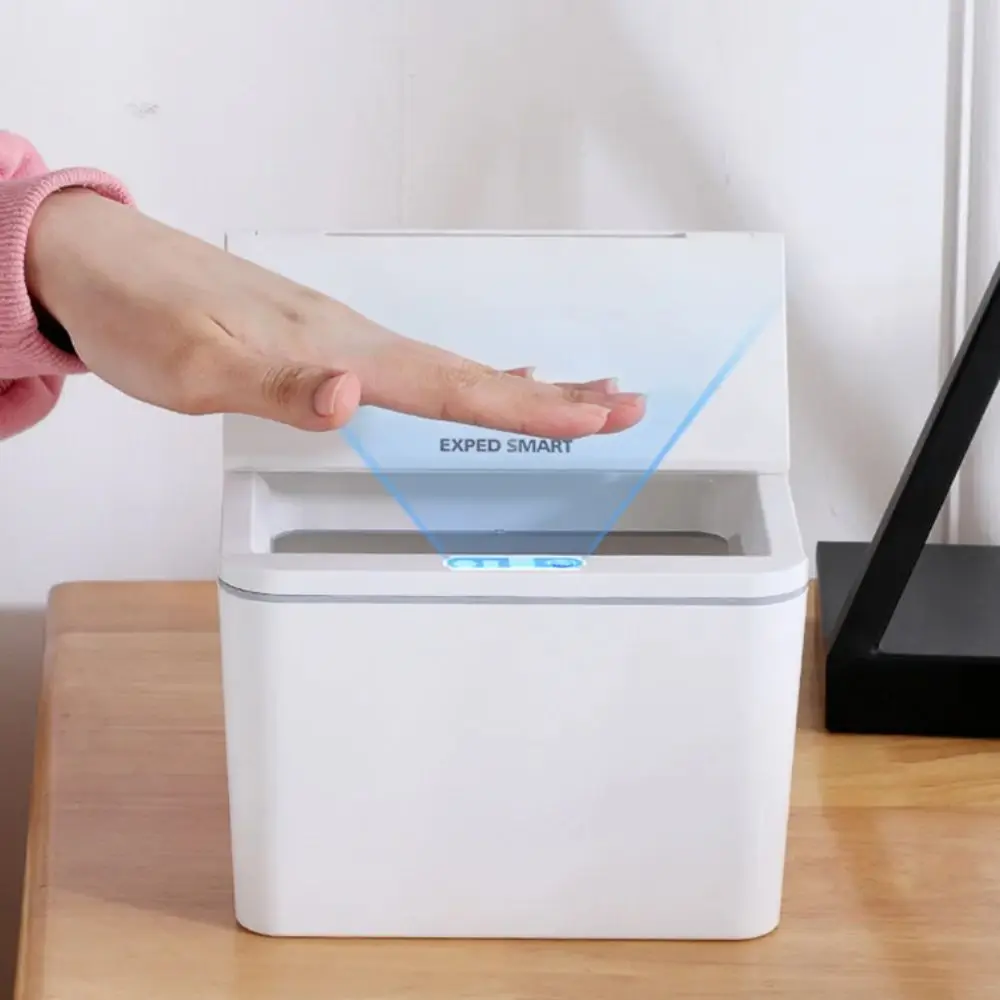 

With Lid Electric Sensor Trash Can 4L Storage Desktop Design Smart Trash Can Automatic Sensor Portable Design