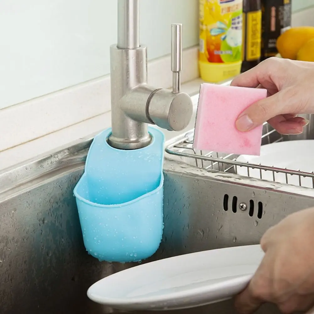 Silicone PVC Plastic Soap Dish Candy Colors Folding Sink Hanging Storage Bag Soft Snap Fastener Sink Drain Rack Home