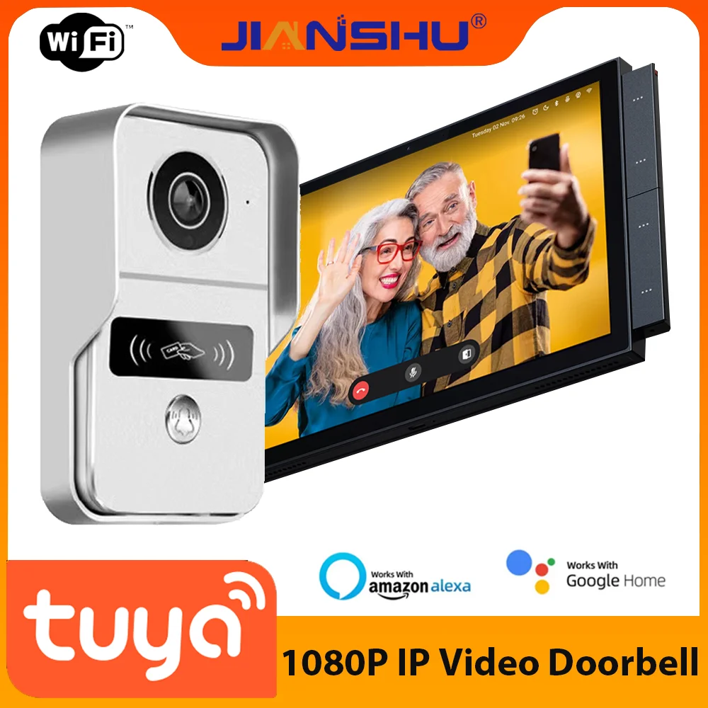 

Jianshu Tuya Wifi Video Doorbell Intercom PoE 1080P Camera Ip Security Camera PIR Motion Detection Wifi Outdoor Door Bell Camera