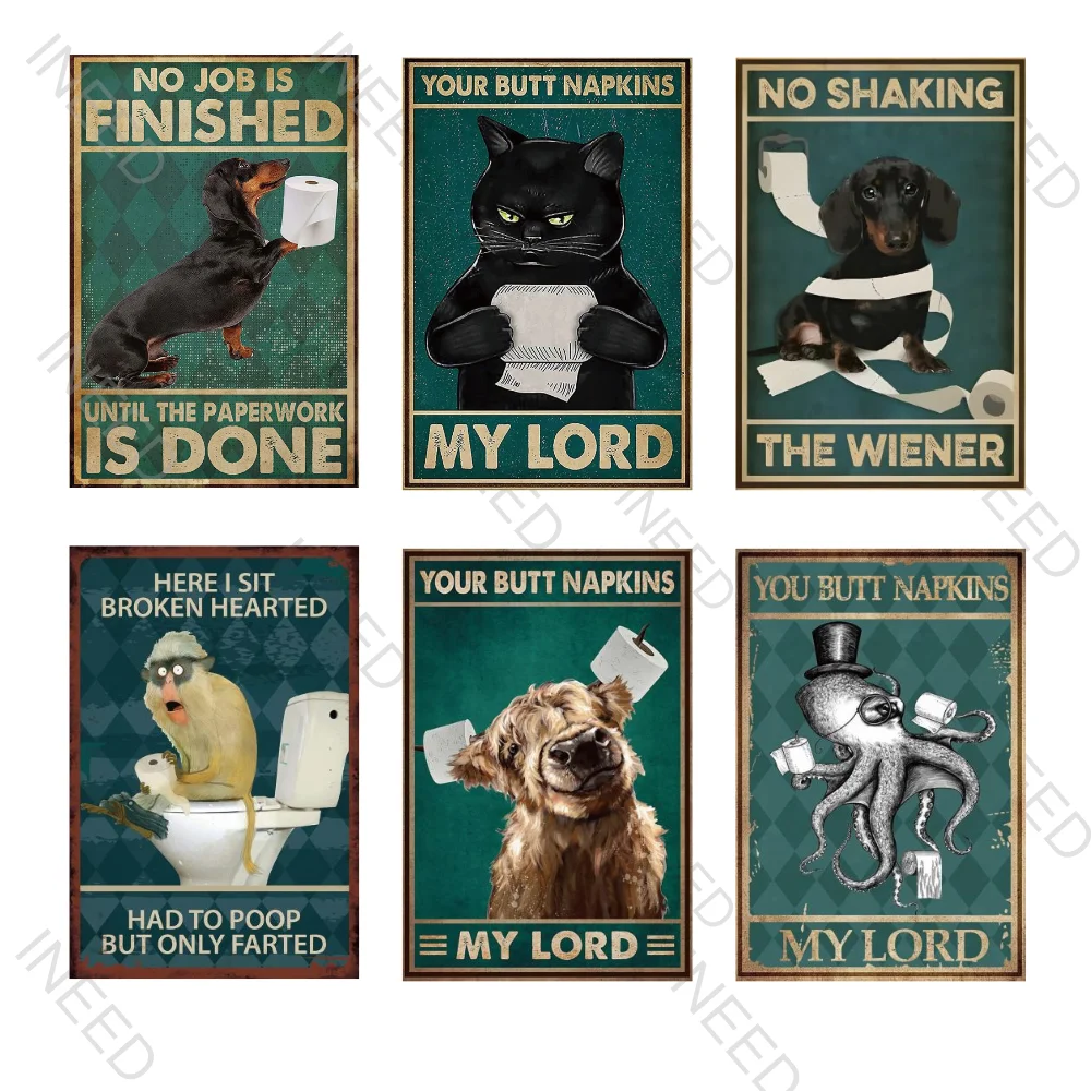 Funny Bathroom Wall Art Decor Use The Force Humor Retro Toilet Sign Vintage Metal Tin Signs For Home Restroom Wc Bar Club Hotel