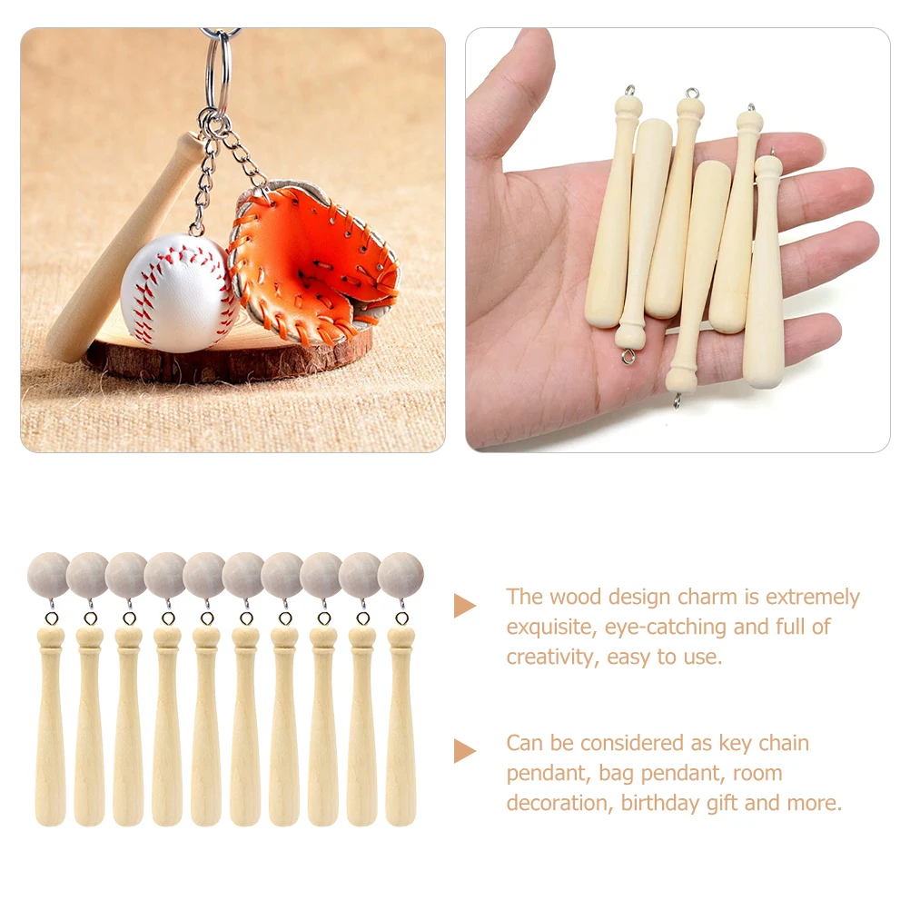 

1 set Mini Baseball Bat Keychain Wooden Pendants 4 5cm Bat 2cm Ball Hanging Decor Softball Charms Outdoor Gadgets