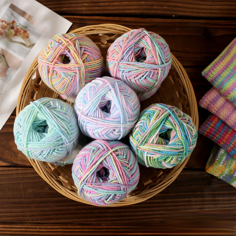 50g Combed Milk Cotton Yarn Gradient Dyed Skin Friendly Handmade DIY Woven Doll Scarves Carpet Wholesale Crochet Wool Material