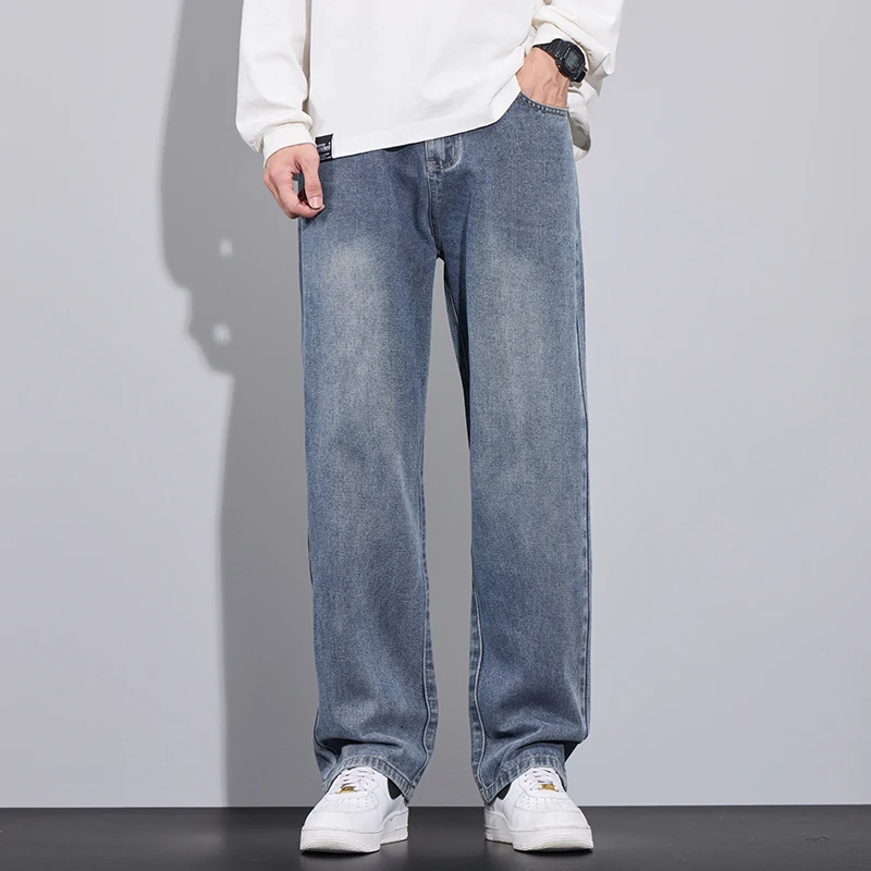 

4 Colors Men's Wide Jeans 2025 Spring Autumn New Korean Fashion Casual Baggy Straight Denim Pants Male Streetwear