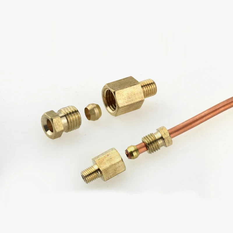 PD Straight Through Compression Tube Compression Fittings 4 6 8mm OD Pipe Fittings Machine Tool Lubricating Brass Oil Fittings