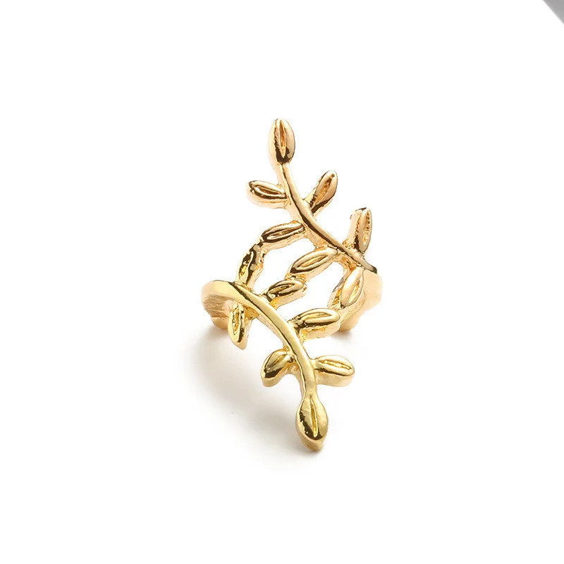 Gold Color Leaves Clip Earrings for Women Men Metal Leaf Earcuff Clips On Earring Non-Piercing Ear Clip Trend Jewelry Gift