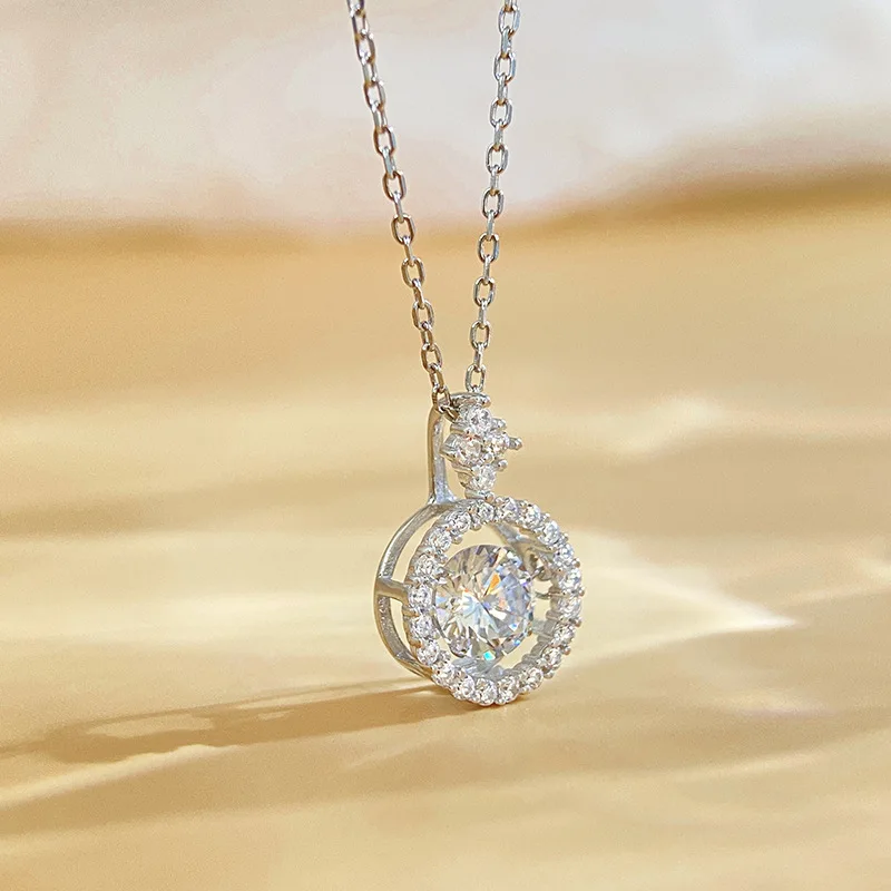 

Колье-подвеска BR 6,5 мм из чистого серебра 925 пробы, круглая, простая и изящная, с муассанитом D VVS1, высококачественные ювелирные изделия