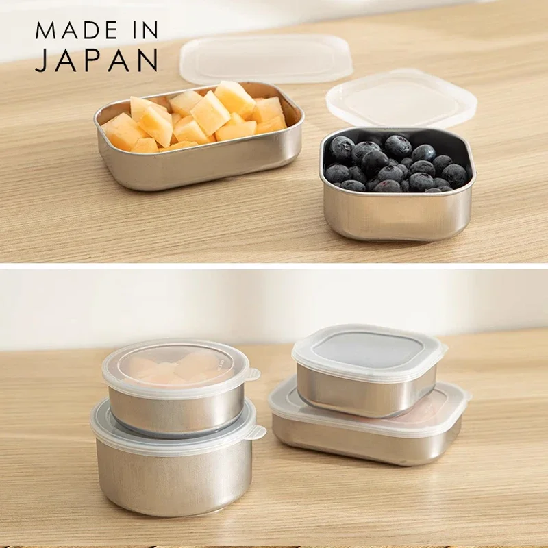 

Stainless Steel Refrigerator Food Storage Box Lunch Bento Food Box with Lid Outdoor Picnic Camping Food Storage Container