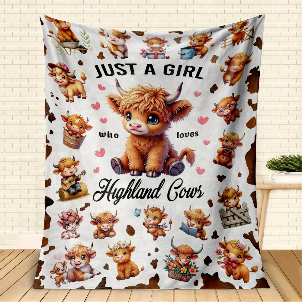 1 Stück Überwurf, niedliche Hochlandkuh-Flanelldecke für Couch, Bett, Sofa, warme Decken, perfekte Festival-Geschenke für einen Mädchen und Jungen, die Kuh liebt