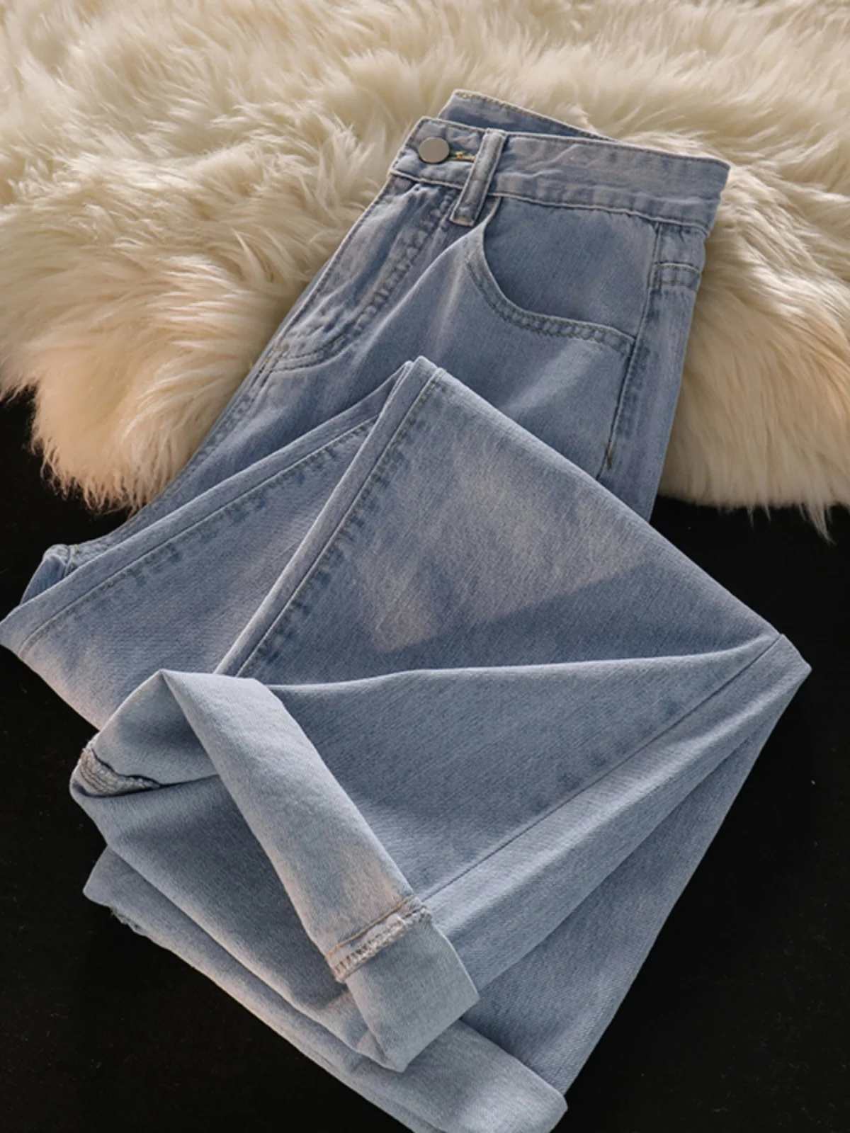 

Светло-голубые мужские джинсы прямого кроя, повседневные, свободного кроя, универсальные, весна-осень, новые, стильные, американский трендовый бренд