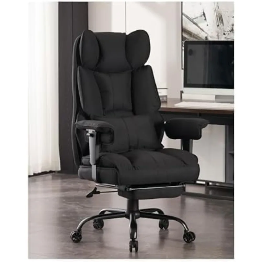 

Fabric Office Chair, Weighing 400 Pounds, with A High Backrest with Foot Pedals To Relieve Back Pain, Black