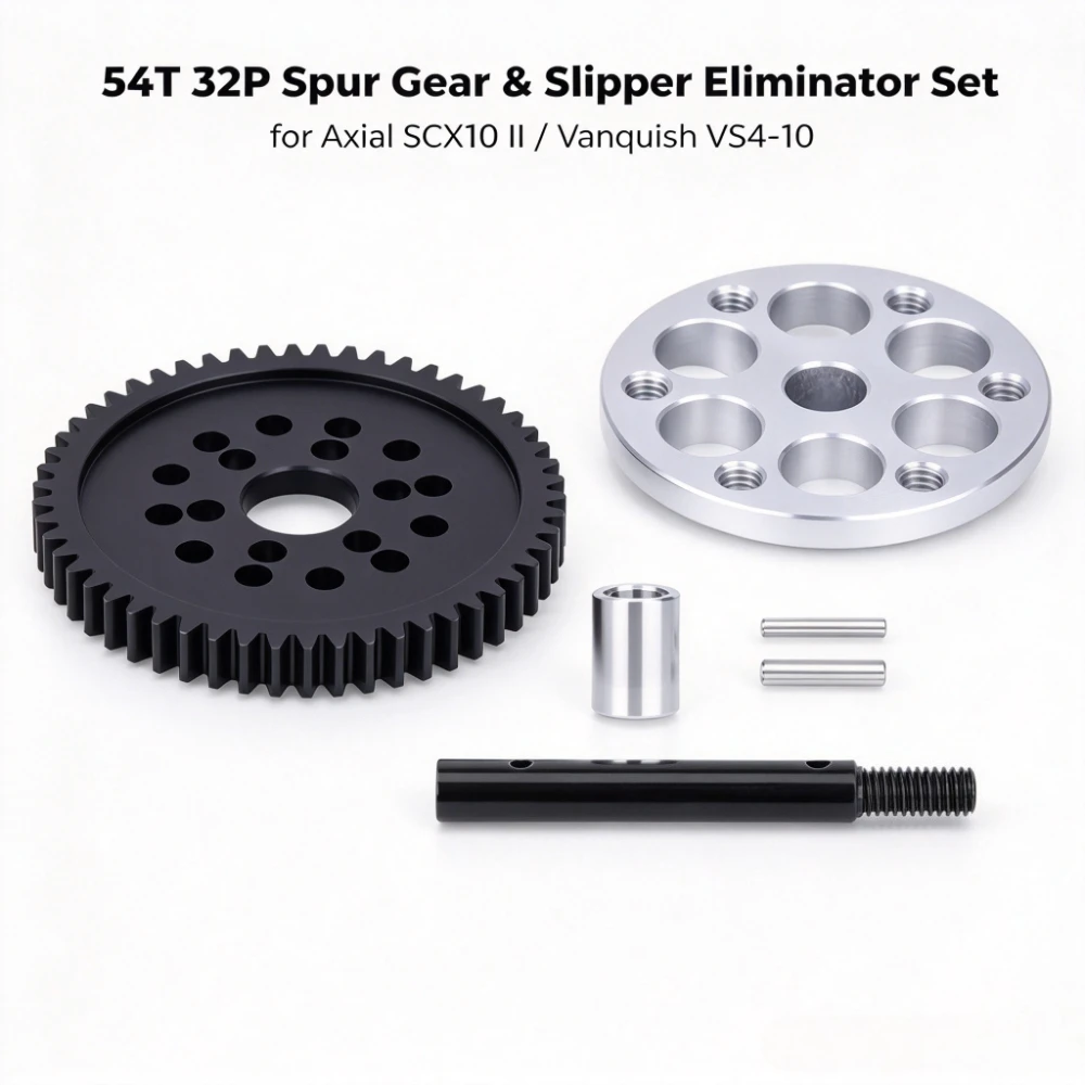 54T 32P Spur Gear & Slipper Eliminator Set – 1/10 RC Crawler Upgrade for Axial SCX10 II / Vanquish VS4-10e Upgrade Parts