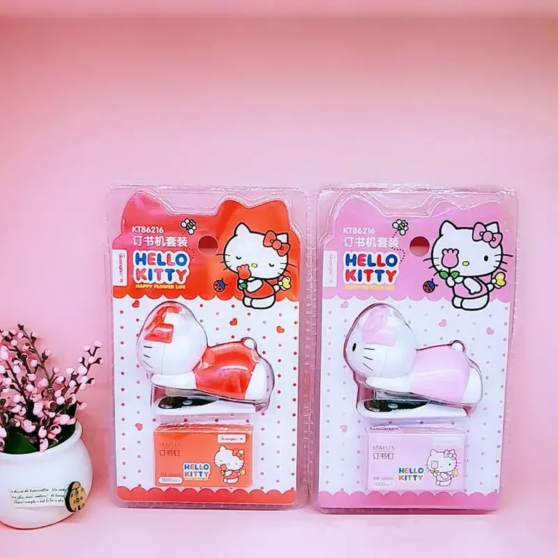 Sanrio Hello Kitty Stapler Set Cute Cartoon School Supplies Fashion Portable Office Supplies Mini Stationery Girls Holiday Gifts