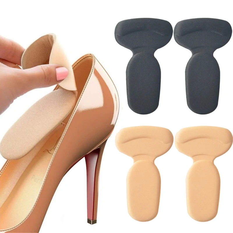 T Shape Sponge Heel Stickers Shoe Cushion Heel Protector for Shoes High Heels Inserts Heel Pads Shoe Adjuster Women Half Insoles