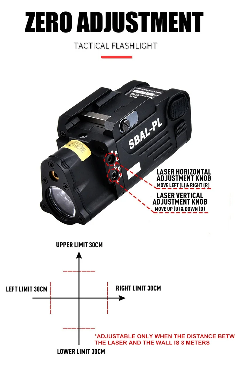 Tactical Metal SBAL-PL Red/Green Laser LED WeaponLight Gun Light Combo Airsoft Strobe Flashlight Hunting SBAL Pistol Scout Light view 3