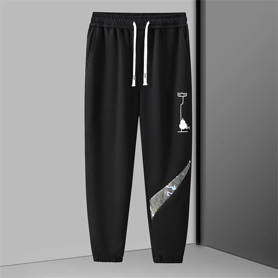 10XL 12XL حجم كبير بنطال رياضي الرجال Sweatpants السوداء ربيع الخريف بنطلون مرونة الخصر الذكور حجم كبير 12XL