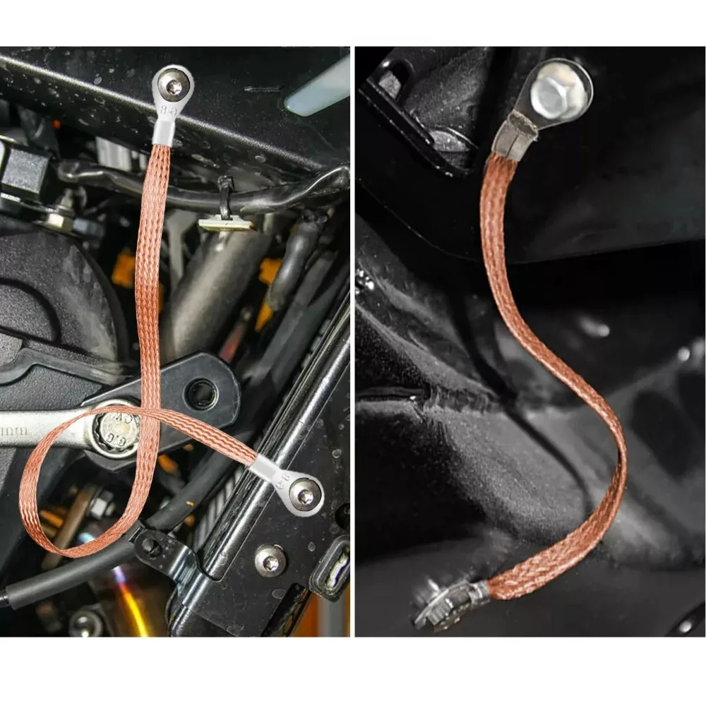 6 Pcs Pure-copper Bridge Grounding Wire Copper Braided Cable Jumper Connection Wire Durable Ground Lead Wire - view 6
