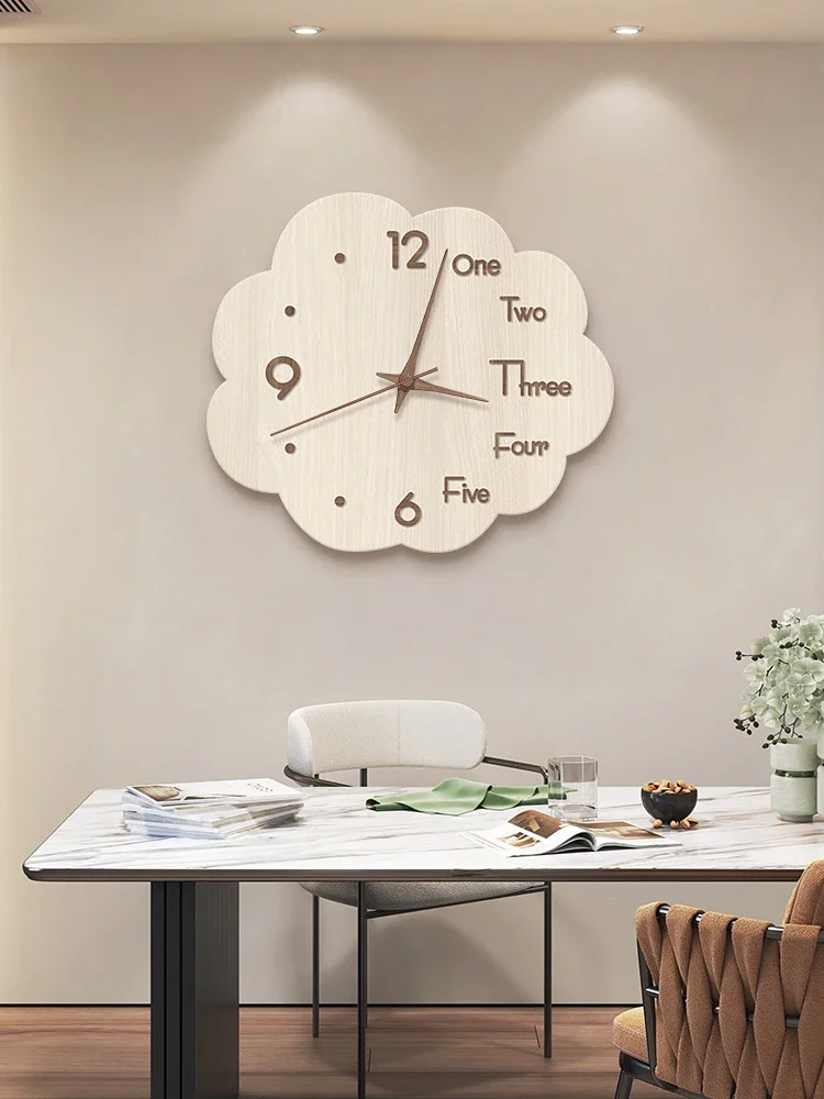 Log wind wall clock living room bedroom home silent modern simple decoration light luxury dining