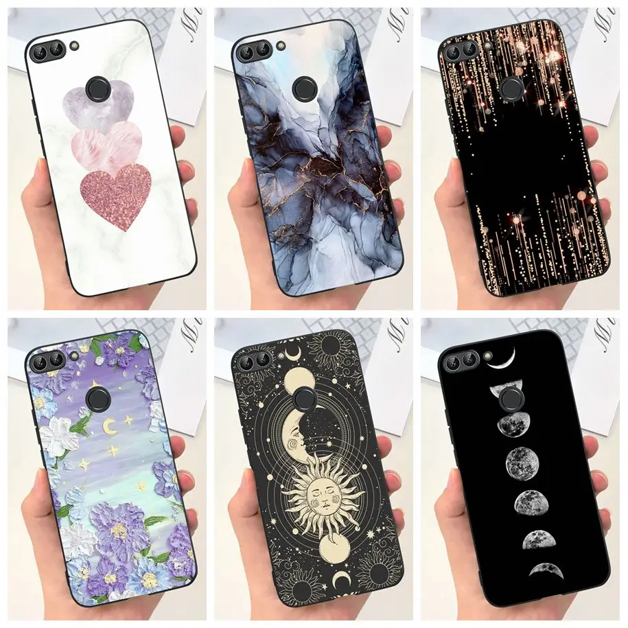 For Huawei P Smart Case FIG-LX1 FIG-LA1 FIG-LX2 FIG-LX3 TPU Cover Fashion Flower Marble Soft Silicone Funda For PSmart 2018 Capa